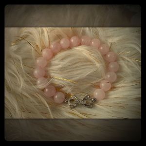Rose quart charm bracelet